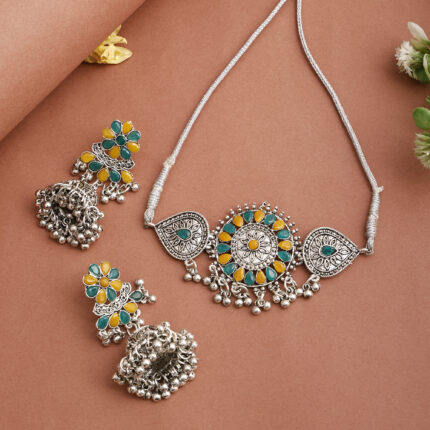 GS Yellow Green Flower Round Choker