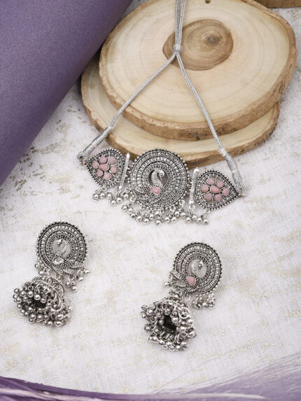 GS Pink Flower Peacock Choker
