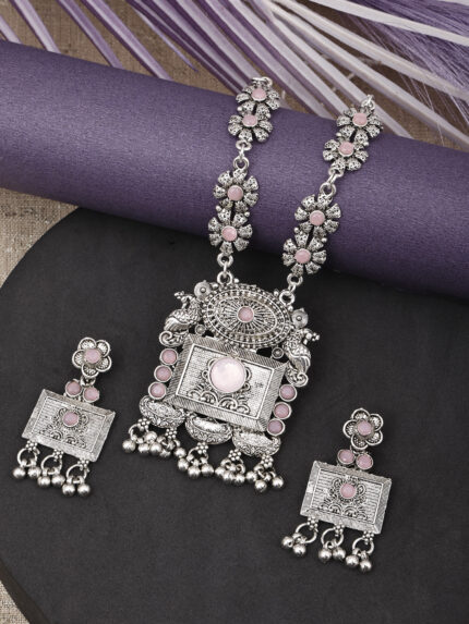 GS Pink Square Long Necklace