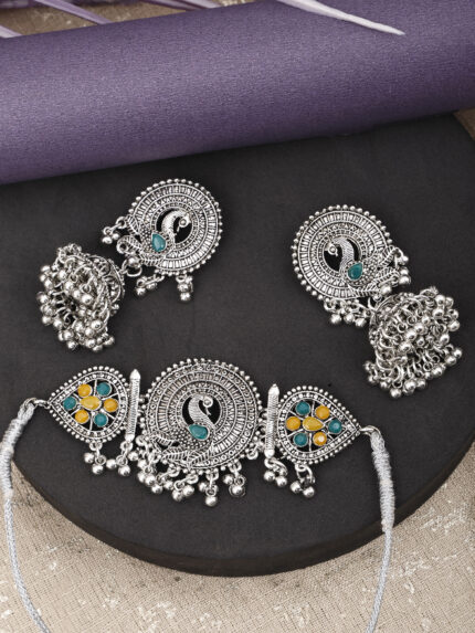 GS Yellow Green Flower Peacock Choker
