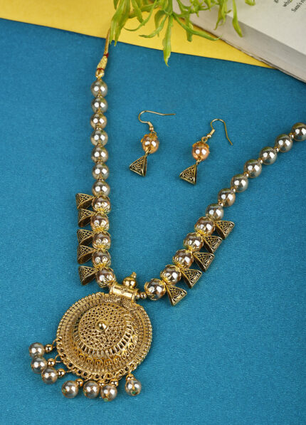 Golden Beads Oxidised Round With dottes