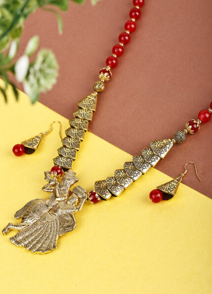 Red Beads Oxidised Samosa Radha Krishan Design