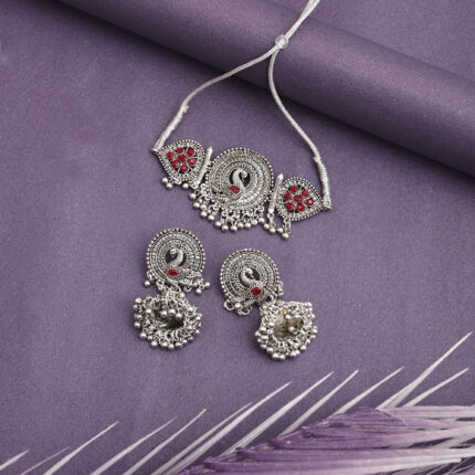 GS Maroon Flower Peacock Choker