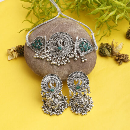 GS Green Flower Peacock Choker